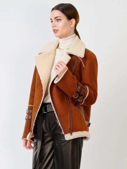 Куртка косуха из натуральной овчины для женщин 290, табачно-рыжая, размер 44, артикул 24200-6