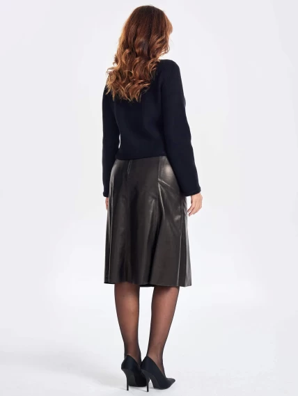 Расклешенная кожаная юбка 04, черная, размер 50, артикул 85970-5