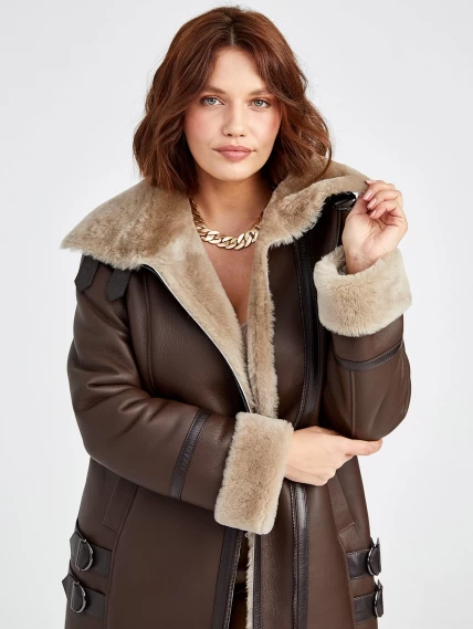 Зимний комплект женский: Дубленка 206 + Брюки 03, коричневый, р. 48, арт. 111378-5