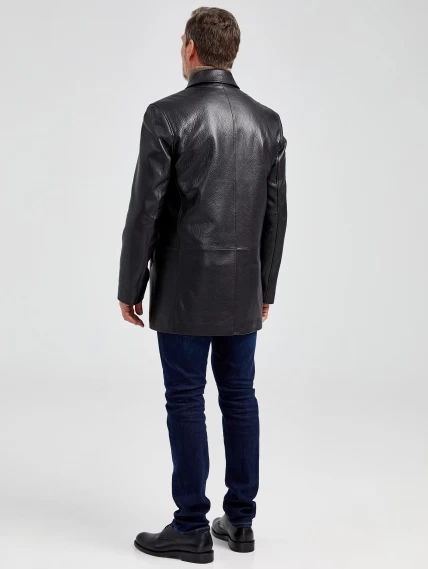 Мужская кожаная куртка на пуговицах 21/1, черная, размер 46, артикул 29611-4