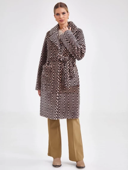 Двустороннее женское полупальто из натуральной овчины премиум класса 2019, бежевое, размер 50, артикул 64000-5