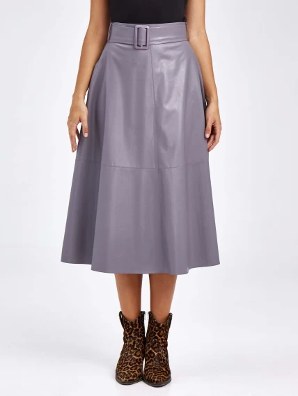 Женские кожаная юбка из экокожи 4820761, серая, размер 44, артикул 85810-1