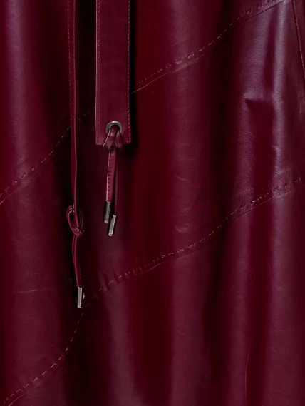 Бордовая кожаная юбка 01рс, размер 44, артикул 85442-2