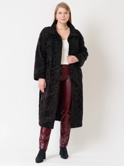 Зимний комплект женский: Шуба из каракуля 17101 + Брюки 02, коричневый/бордовый, р. 44, арт. 111316-0