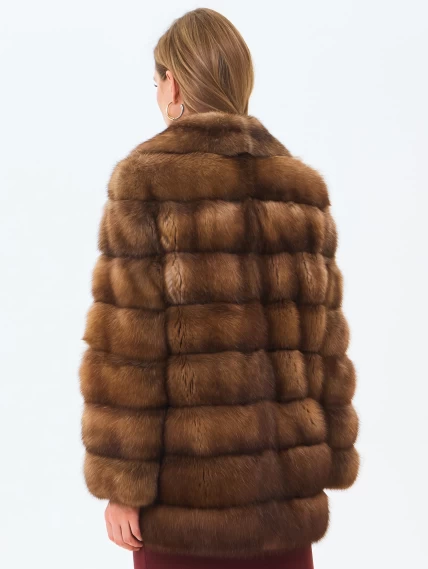 Шуба из меха соболя женская премиум класса Мэри, темно-коричневая, размер 50, артикул 34200-5