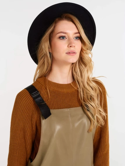 Кожаный сарафан 01, серо-коричневый, размер 44, артикул 85160-2