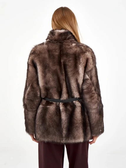 Короткая женская дубленка из тосканы 2072, cерая, размер 42, артикул 64960-4