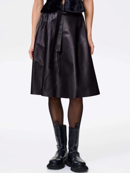 Черная кожаная юбка 01рс, размер 44, артикул 85462-4