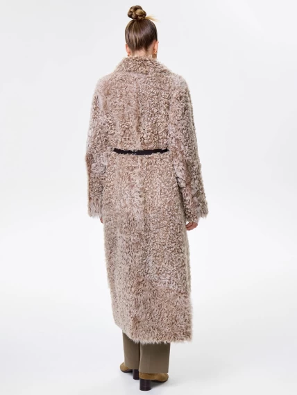 Длинная женская дубленка из натуральной овчины тиградо премиум класса 2023, бежевая, размер 44, артикул 64550-7