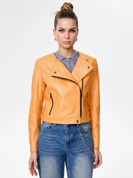 Оранжевая кожаная косуха для женщин 389, размер 46, артикул 90441-0