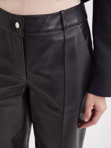 Модные женские кожаные брюки 08, черные, размер 46, артикул 85921-4