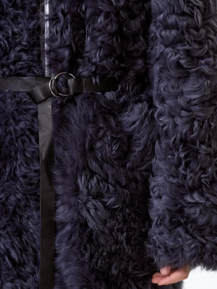 Длинное женское пальто из натуральной овчины тиградо премиум класса 2025, темно-серое, размер 44, артикул 64430-3