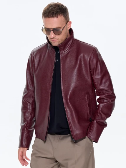 Бордовая мужская кожаная куртка 2010-9, размер 48, артикул 29780-0
