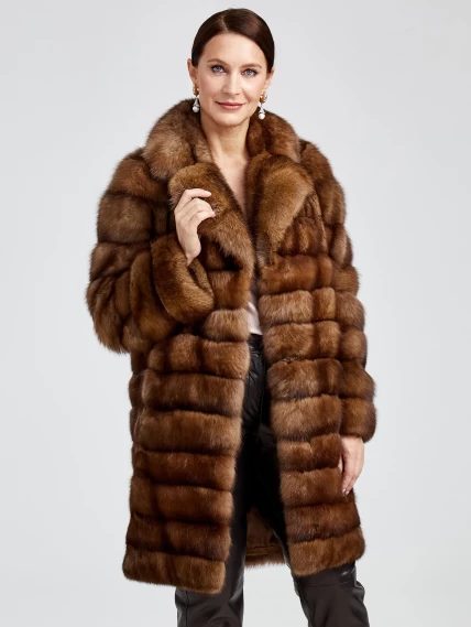 Зимний комплект женский: Шуба из меха соболя Лола + Брюки 03, коричневый/черный, р. 44, арт. 111344-3