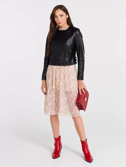 Черная кожаная женская косуха 389, размер 42, артикул 90511-4