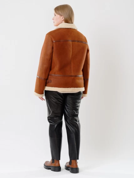 Демисезонный комплект женский: Дубленка 204 + Брюки 02, табачный/черный, р. 48, арт. 111198-2