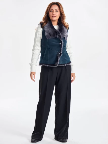 Меховой жилет из тосканы премиум класса для женщин 06, синий, размер 46, артикул 63320-5