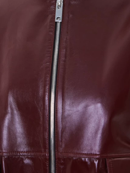 Кожаная куртка бомбер премиум класса для женщин 3094, бордовая, размер 50, артикул 24350-2