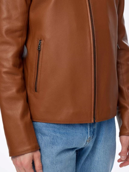 Короткая кожаная куртка премиум класса для мужчин 2010-9, виски, размер 50, артикул 29710-3