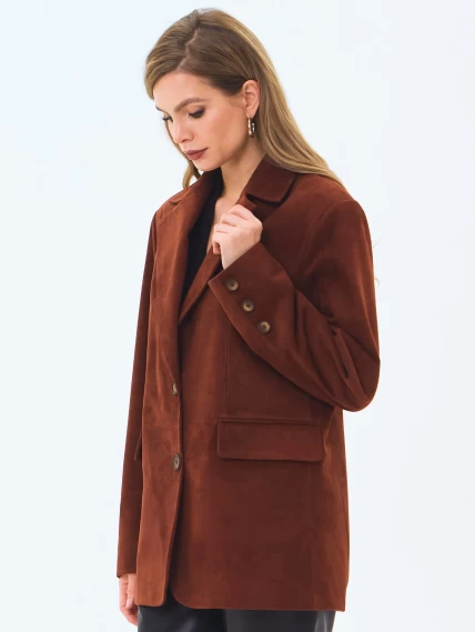 Женский замшевый пиджак премиум класса 3096з, табачный, размер 48, артикул 24370-7