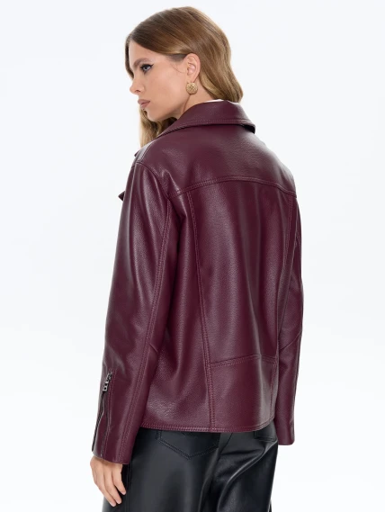 Бордовая кожаная женская куртка косуха 3047, размер 46, артикул 24770-5