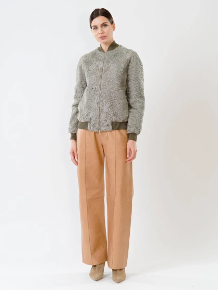 Бомбер из каракуля женский 17105, мятный, размер 40, артикул 22600-2