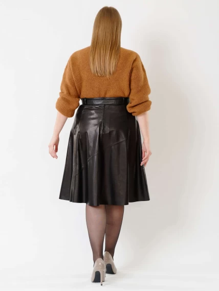 Кожаная расклешенная юбка из натуральной кожи 01рс, черная, размер 44, артикул 85461-7