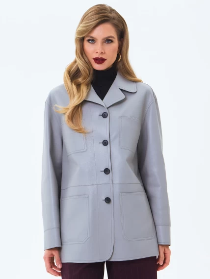 Кожаная куртка премиум класса для женщин 3092, серая, размер 46, артикул 24570-0