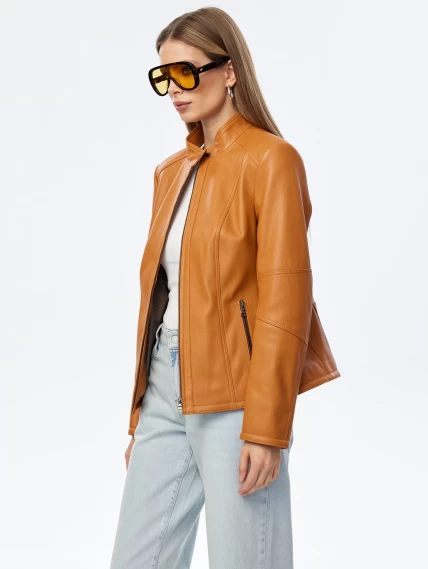 Кожаная женская куртка премиум класса 3044, песочная, размер 48, артикул 24280-2