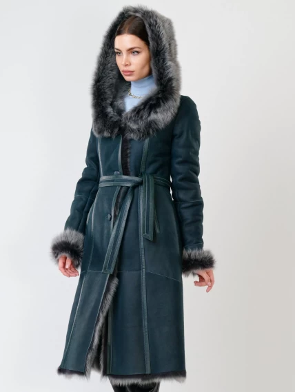 Зимний комплект женский: Дубленка 132 + Брюки 03, синий/черный, р. 44, арт. 111355-4