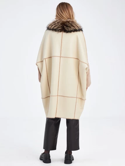 Женское стильное пальто оверсайз с воротником из меха лисицы премиум класса 2046, размер 44, артикул 63660-5