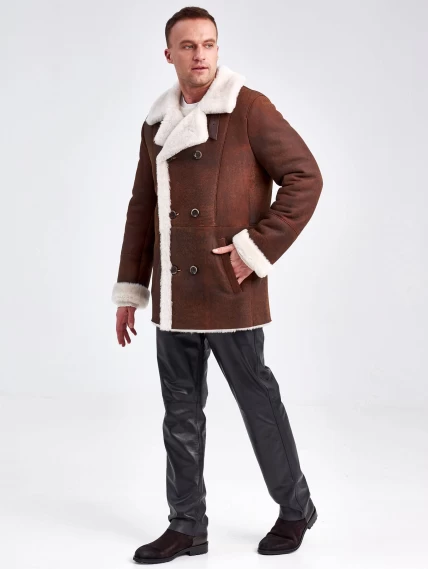 Дубленка двубортная мужская 431, виски, размер 48, артикул 71150-5