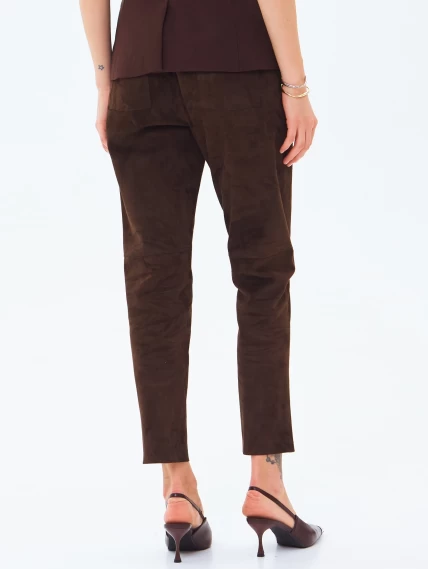 Замшевые женские брюки 09з, коричневые, размер 46, артикул 86030-5