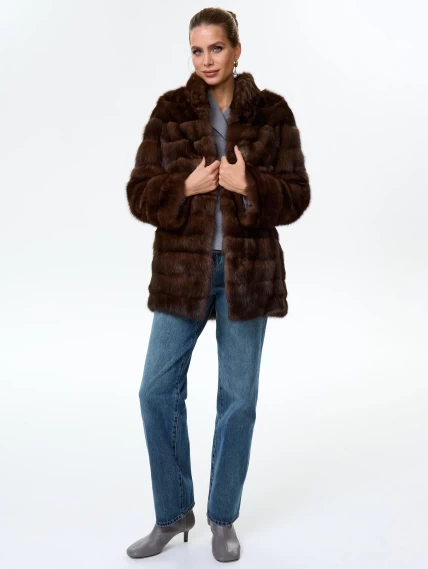 Женская соболиная шуба Роза(с), темно-коричневая, размер 44, артикул 34120-2
