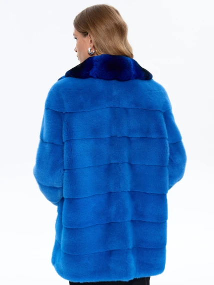 Голубая норковая шуба с шиншилой 2А, размер 54, артикул 65460-5