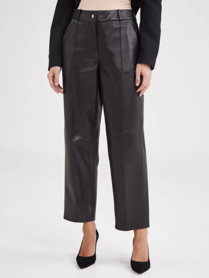 Модные женские кожаные брюки 08, черные, размер 46, артикул 85921-5