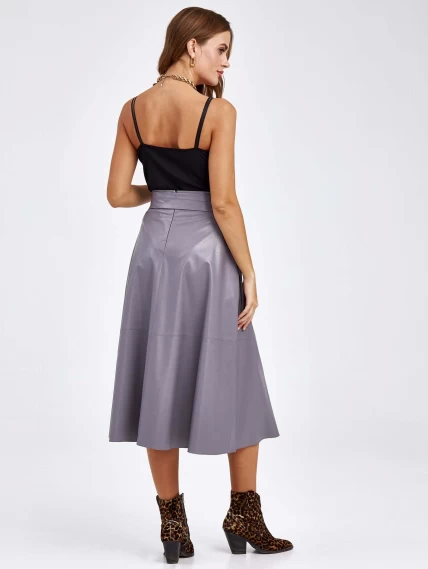 Женские кожаная юбка из экокожи 4820761, серая, размер 44, артикул 85810-7
