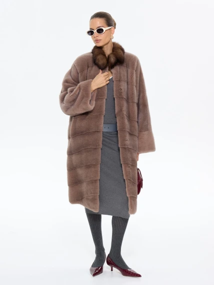 Норковая длинная женская шуба Анастасия, коричневая, размер 44, артикул 65640-3