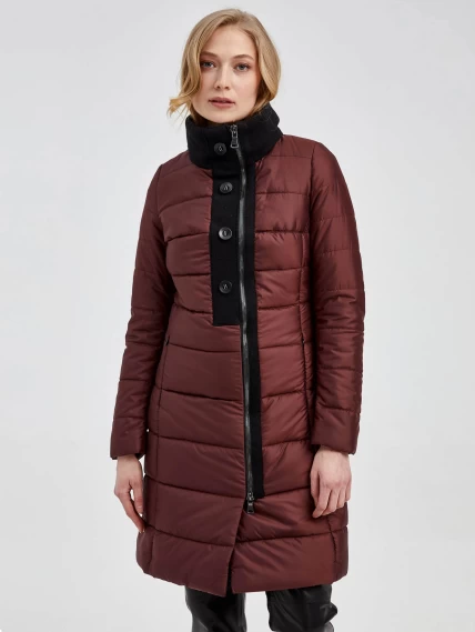 Демисезонный комплект женский: Пуховик 701 + Брюки 03, бордовый/черный, р. 42, арт. 111232-3