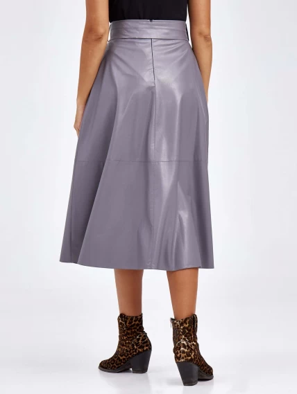 Женские кожаная юбка из экокожи 4820761, серая, размер 44, артикул 85810-5
