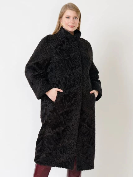 Зимний комплект женский: Шуба из каракуля 17101 + Брюки 02, коричневый/бордовый, р. 44, арт. 111316-4