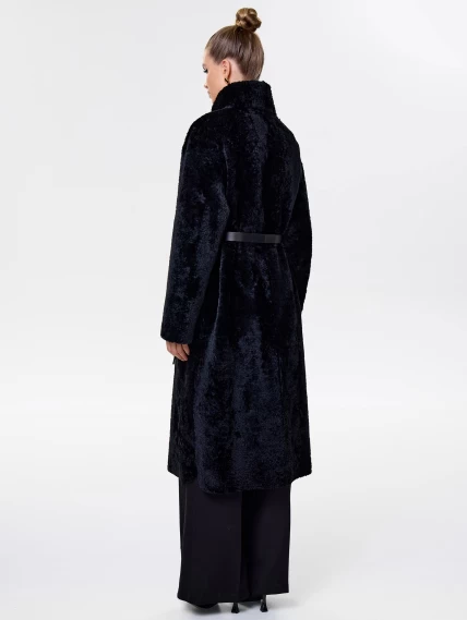 Длинное женское пальто из натуральной овчины астрагана премиум класса 2060, черное, размер 44, артикул 64320-5