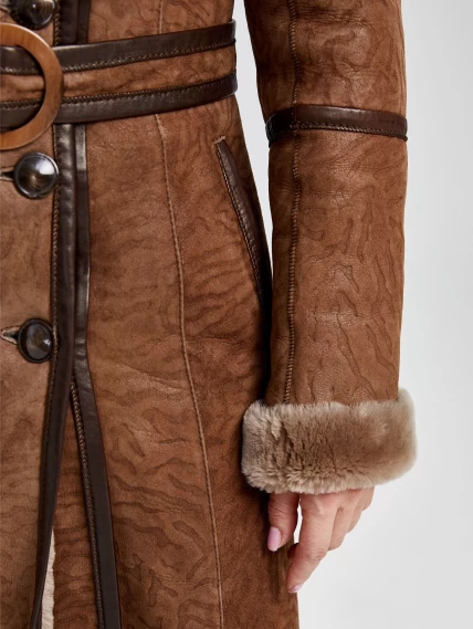 Зимний комплект женский: Дубленка 227 + Брюки 05, бежевый/черный, р. 44, арт. 111351-4