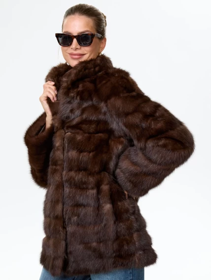 Женская соболиная шуба Роза(с), темно-коричневая, размер 44, артикул 34120-0
