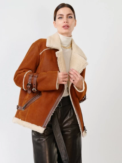 Куртка косуха из натуральной овчины для женщин 290, табачно-рыжая, размер 44, артикул 24200-4