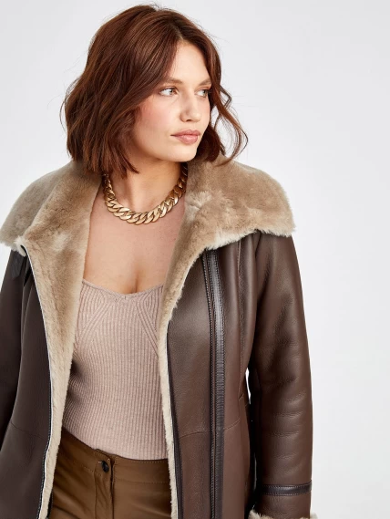 Зимний комплект женский: Дубленка 206 + Брюки 03, коричневый, р. 48, арт. 111378-4