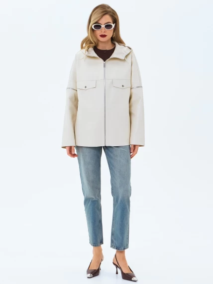 Женская кожаная куртка премиум класса 3086, бежевая, размер 46, артикул 24470-6