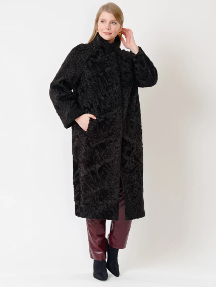 Зимний комплект женский: Шуба из каракуля 17101 + Брюки 02, коричневый/бордовый, р. 44, арт. 111316-1