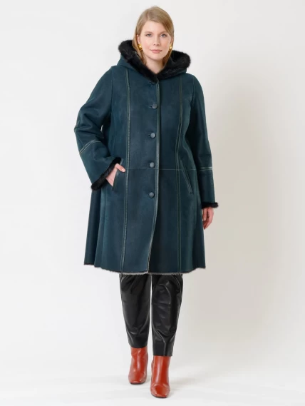 Демисезонный комплект женский: Дубленка 225У + Брюки 03, синий/черный, р. 50, арт. 111209-0