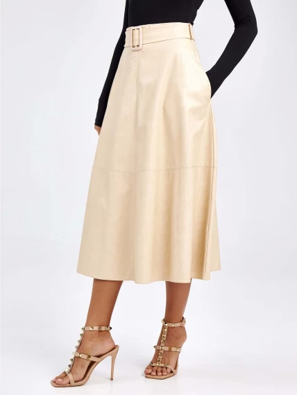 Женские кожаная юбка из экокожи 4820752, молочная, размер 46, артикул 85800-1